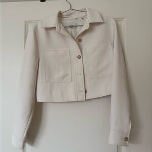 Aritzia Women's Cropped Cream Jacket - Light Birch